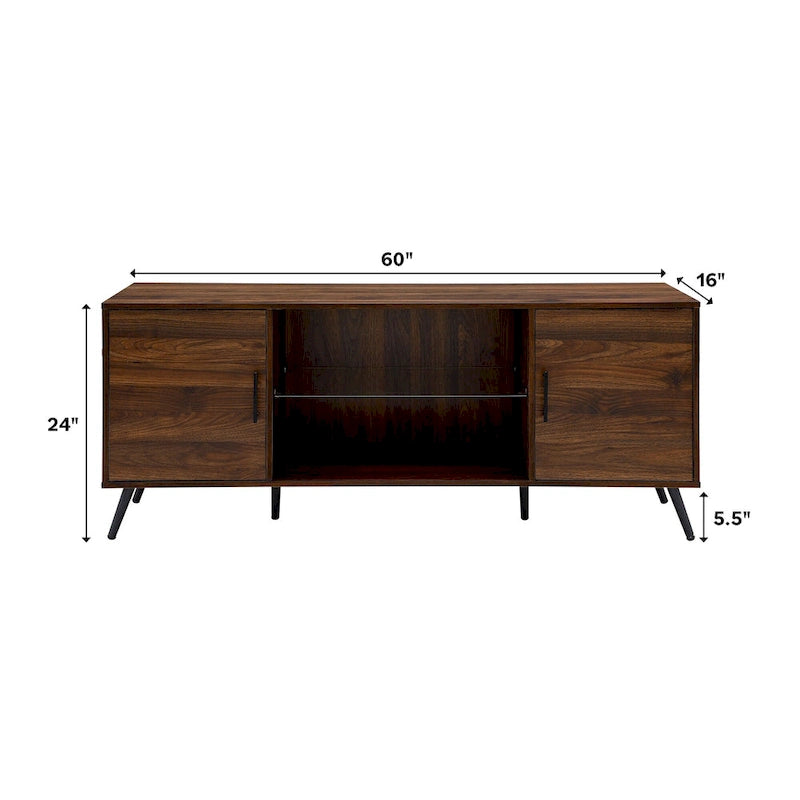 Meuble TV 2 portes Mid-Century Modern de 152 cm