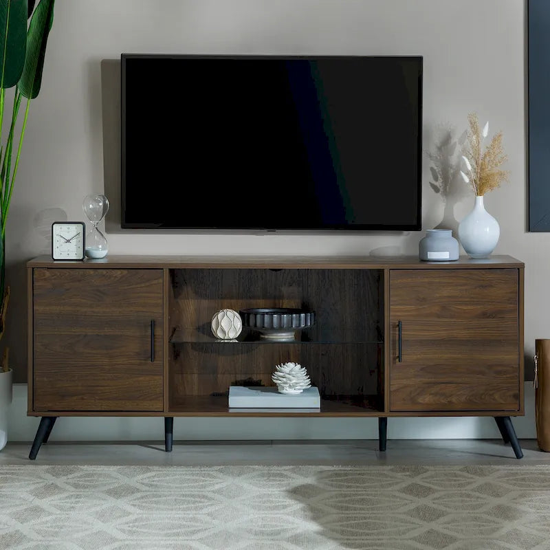 Meuble TV 2 portes Mid-Century Modern de 152 cm