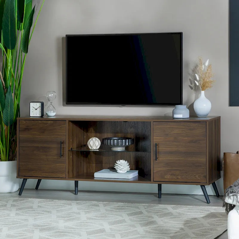 Meuble TV 2 portes Mid-Century Modern de 152 cm