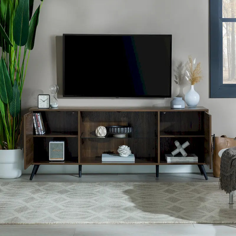 Meuble TV 2 portes Mid-Century Modern de 152 cm