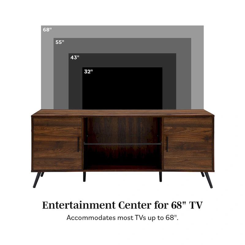 Meuble TV 2 portes Mid-Century Modern de 152 cm