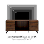 Meuble TV 2 portes Mid-Century Modern de 152 cm