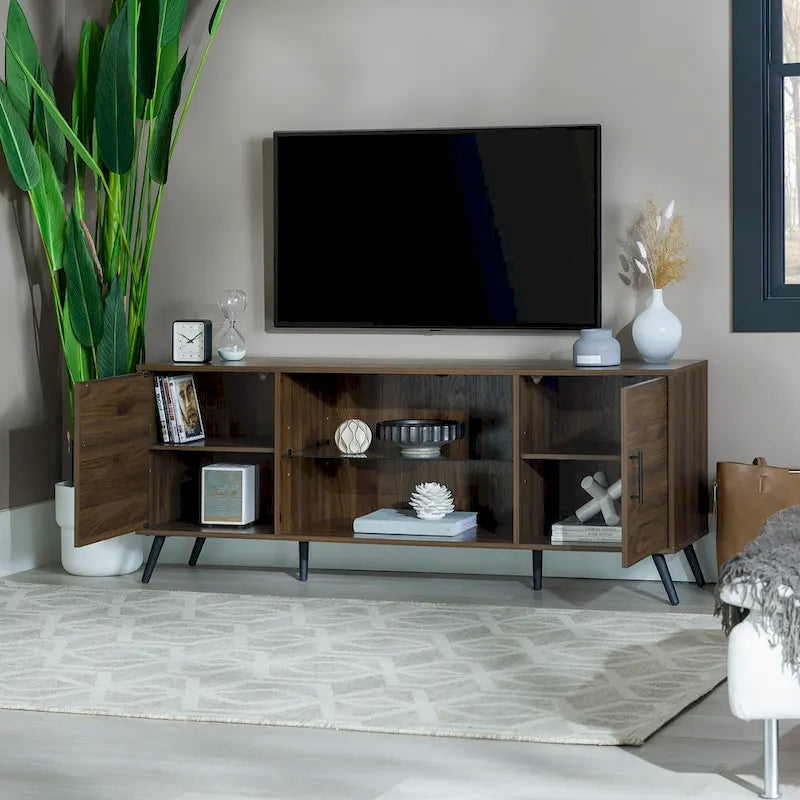 Meuble TV 2 portes Mid-Century Modern de 152 cm