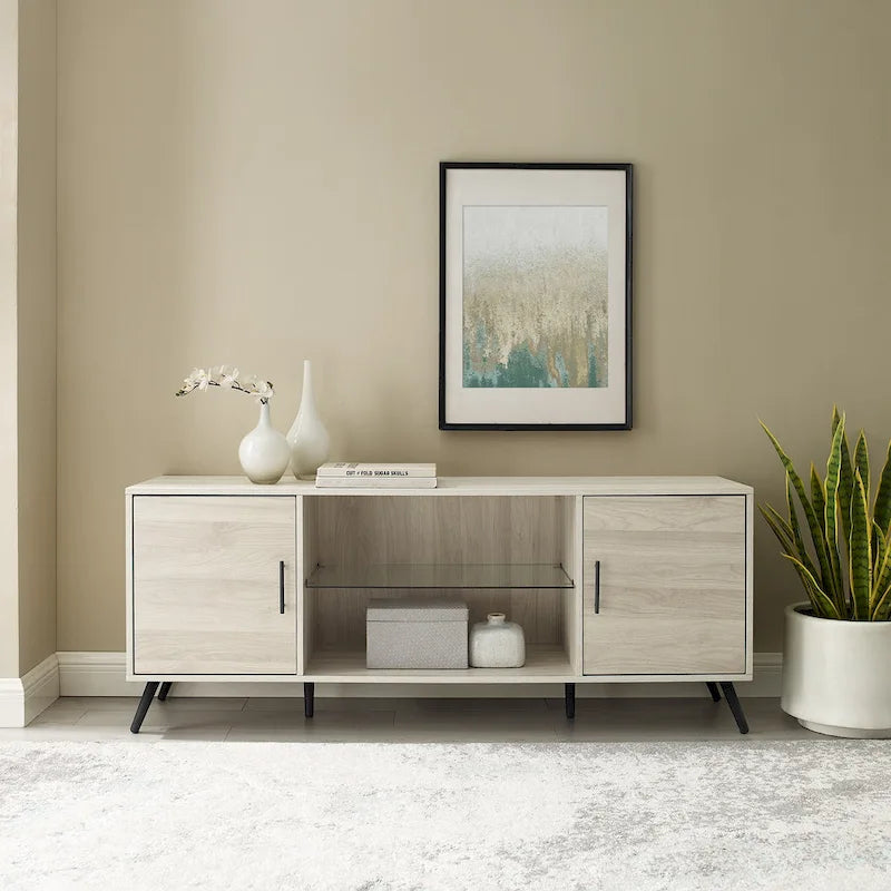 Meuble TV 2 portes Mid-Century Modern de 152 cm