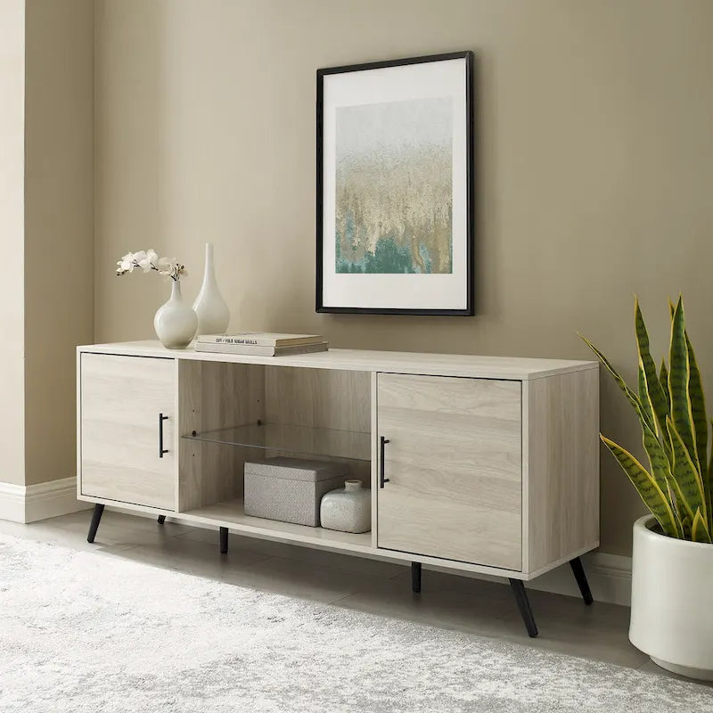 Meuble TV 2 portes Mid-Century Modern de 152 cm