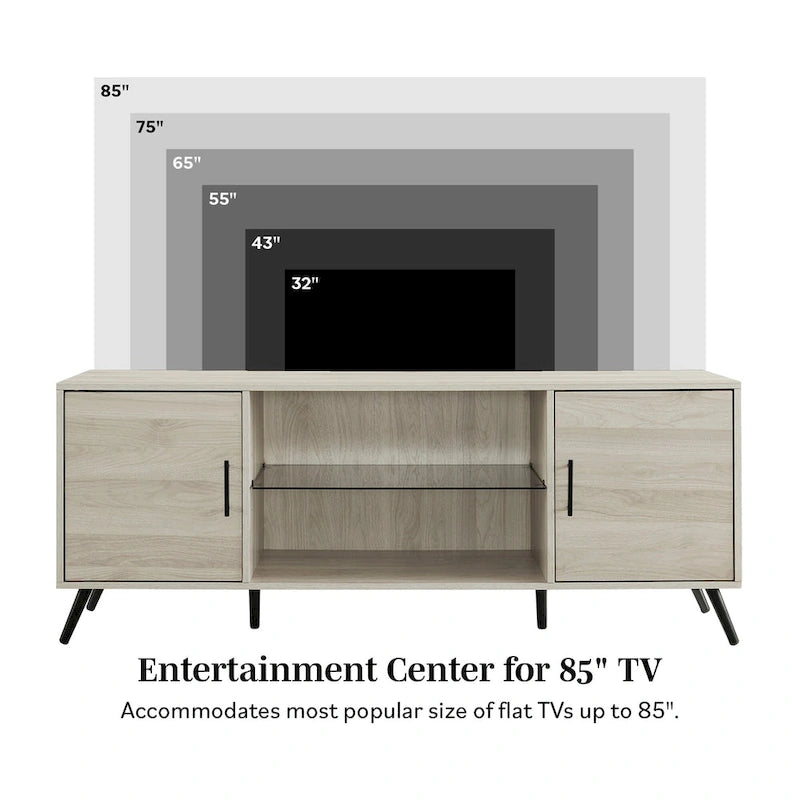 Meuble TV 2 portes Mid-Century Modern de 152 cm