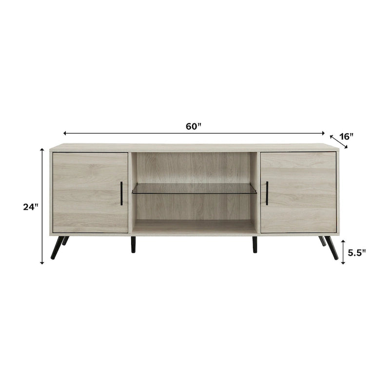 Meuble TV 2 portes Mid-Century Modern de 152 cm