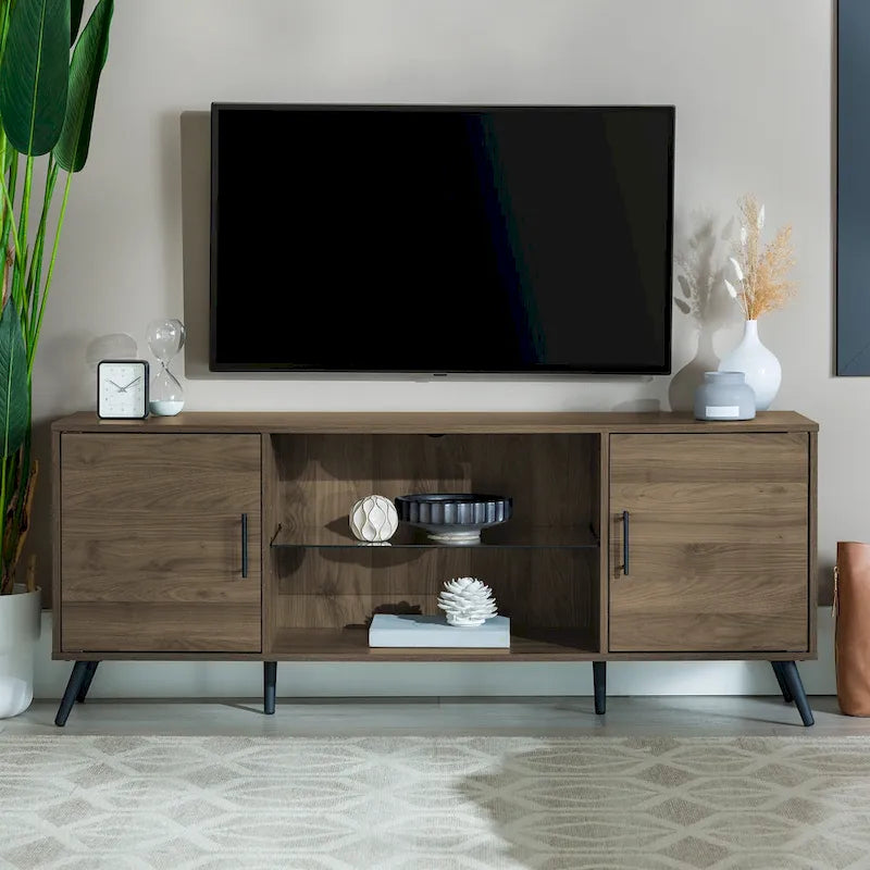 Meuble TV 2 portes Mid-Century Modern de 152 cm