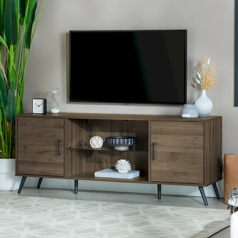 Meuble TV 2 portes Mid-Century Modern de 152 cm