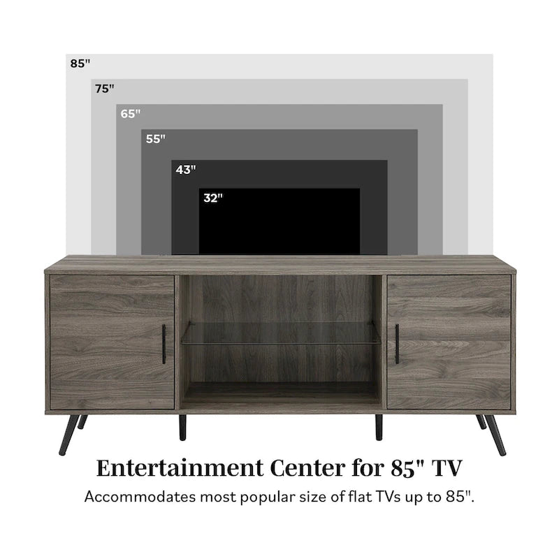 Meuble TV 2 portes Mid-Century Modern de 152 cm