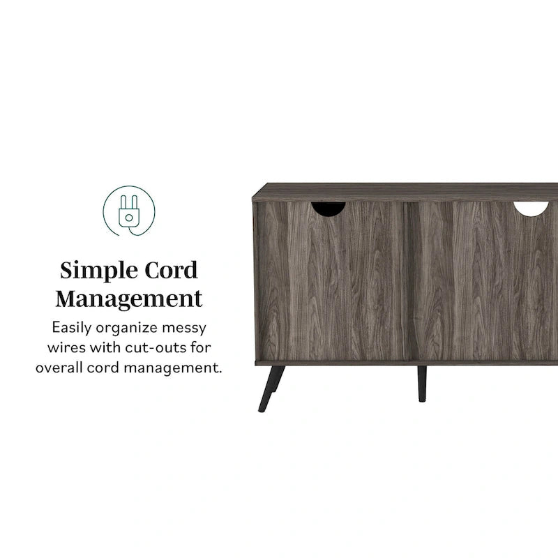 Meuble TV 2 portes Mid-Century Modern de 152 cm