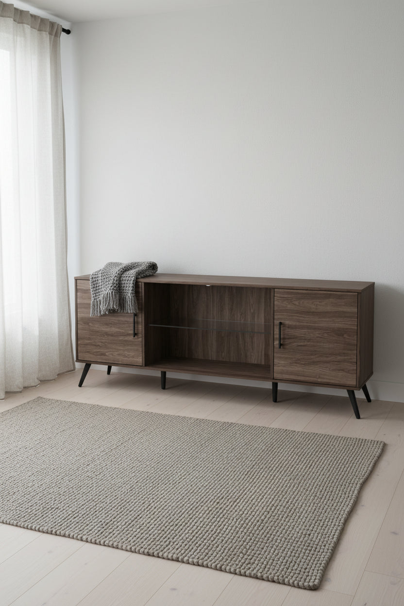 Meuble TV 2 portes Mid-Century Modern de 152 cm
