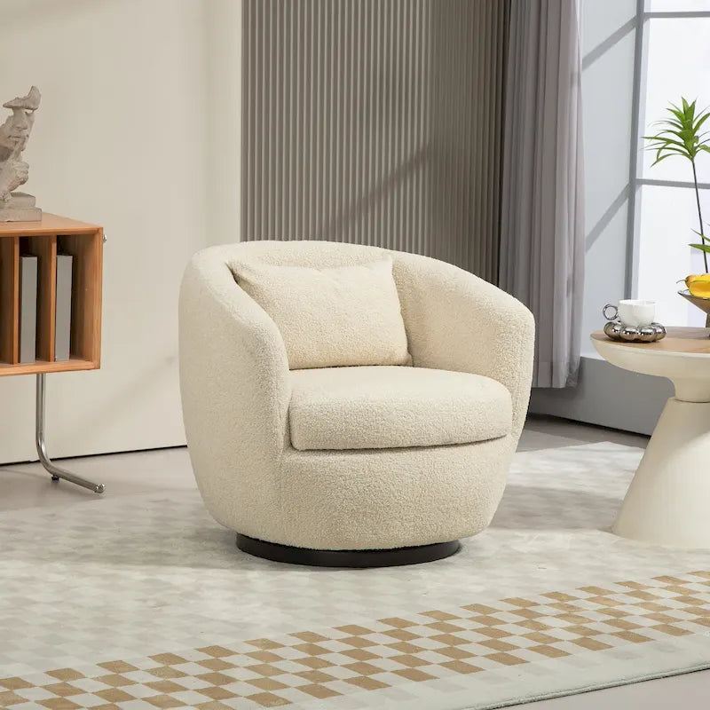 Fauteuil club pivotant rembourré beige 37,2 avec rangement et design ergonomique