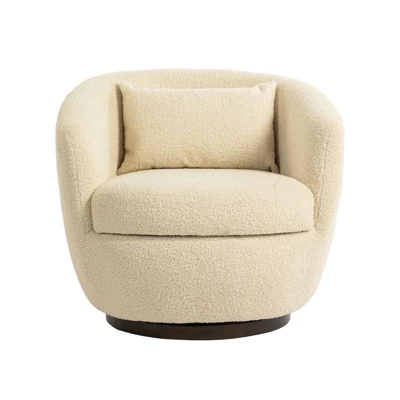 Fauteuil club pivotant rembourré beige 37,2 avec rangement et design ergonomique