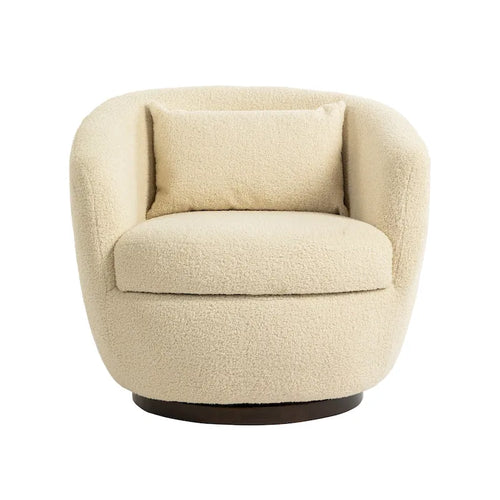 Fauteuil club pivotant rembourré beige 37,2 avec rangement et design ergonomique
