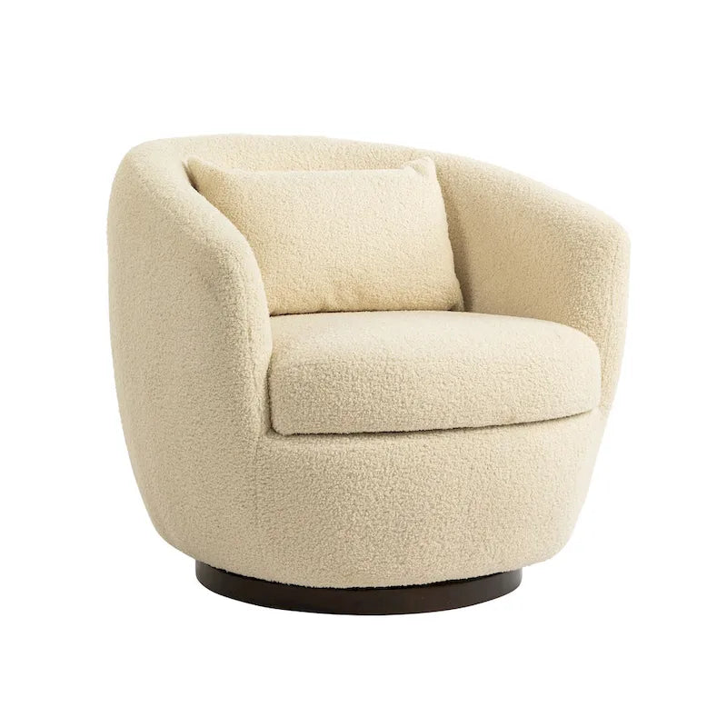 Fauteuil club pivotant rembourré beige 37,2 avec rangement et design ergonomique
