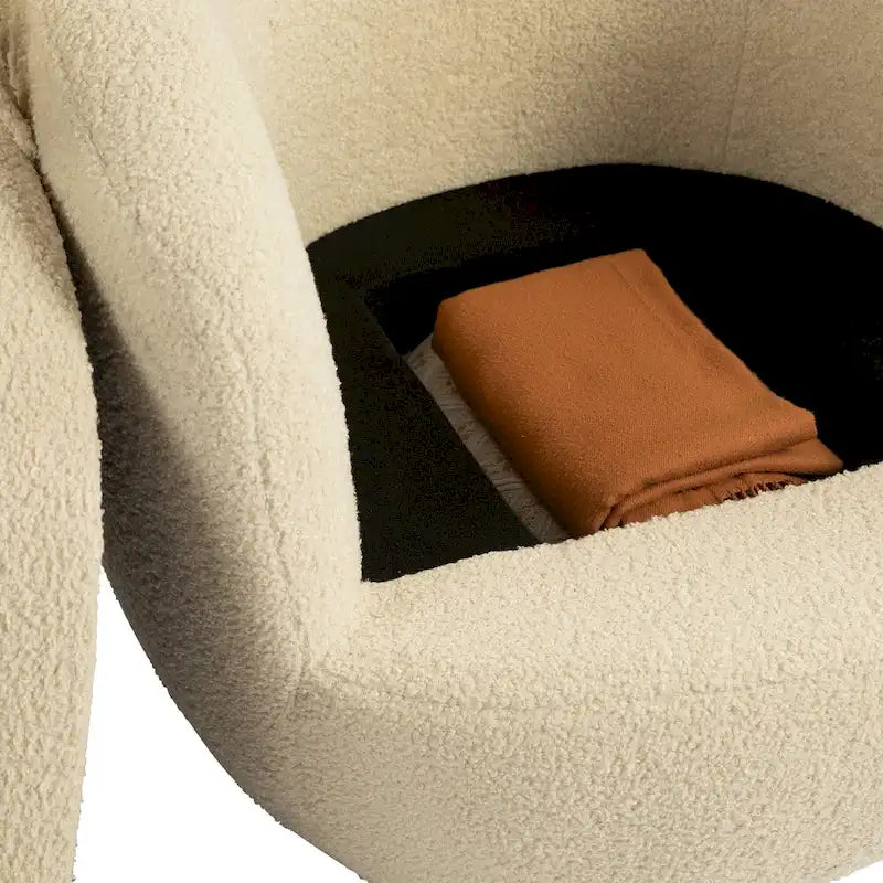 Fauteuil club pivotant rembourré beige 37,2 avec rangement et design ergonomique