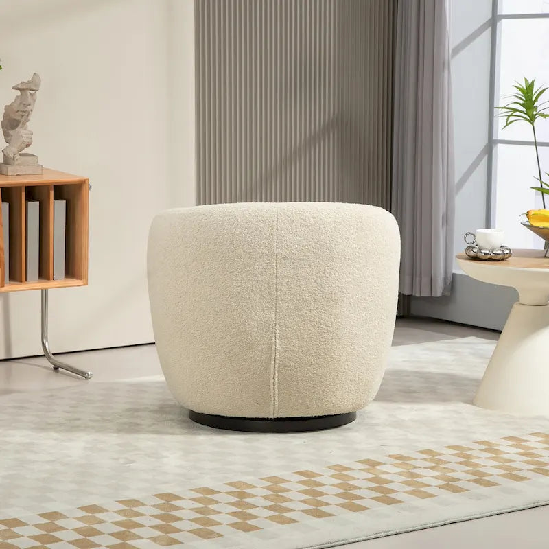 Fauteuil club pivotant rembourré beige 37,2 avec rangement et design ergonomique