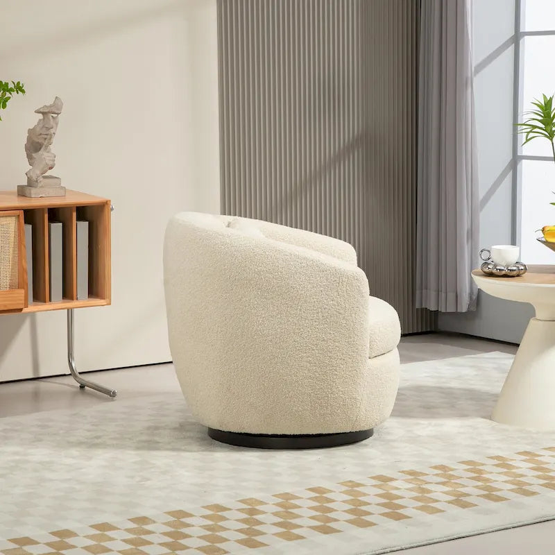 Fauteuil club pivotant rembourré beige 37,2 avec rangement et design ergonomique