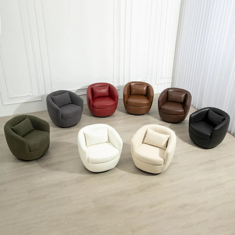 Fauteuil club pivotant rembourré beige 37,2 avec rangement et design ergonomique
