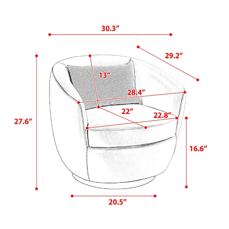 Fauteuil club pivotant rembourré beige 37,2 avec rangement et design ergonomique