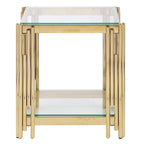 Table d'appoint carrée 20 po de large pour meubles, avec plateau en verre, table basse en verre trempé en acier inoxydable doré