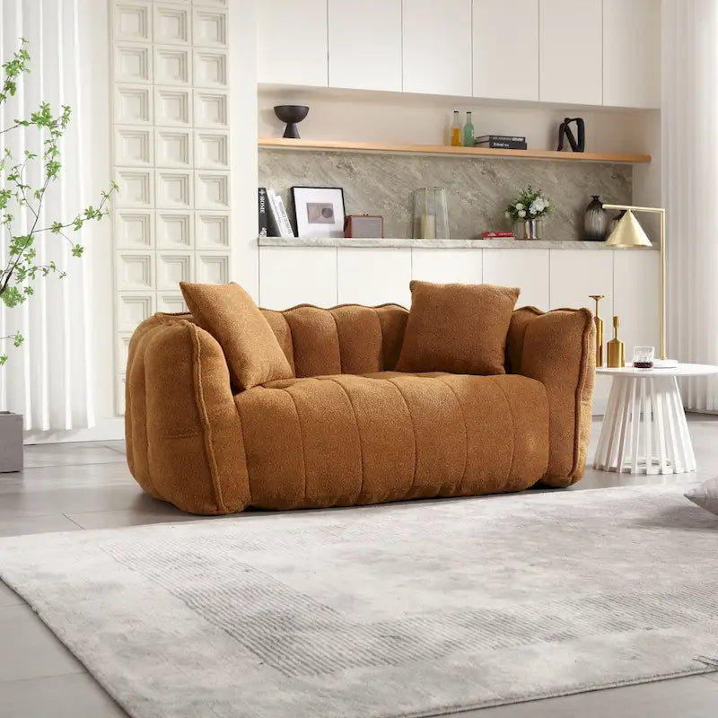 Yellow Modern 65 Chenille Loveseat