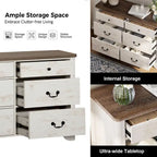 Meuble TV commode de style ferme avec 6 tiroirs pour téléviseurs jusqu'à 55 pouces, meuble de rangement en bois pour divertissement