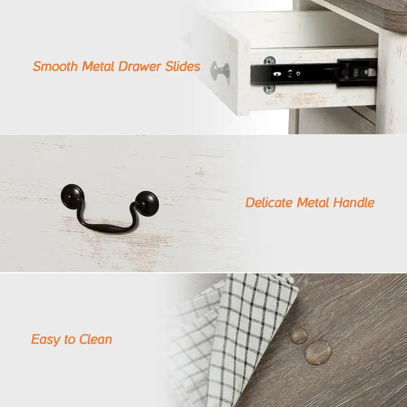 Meuble TV commode de style ferme avec 6 tiroirs pour téléviseurs jusqu'à 55 pouces, meuble de rangement en bois pour divertissement