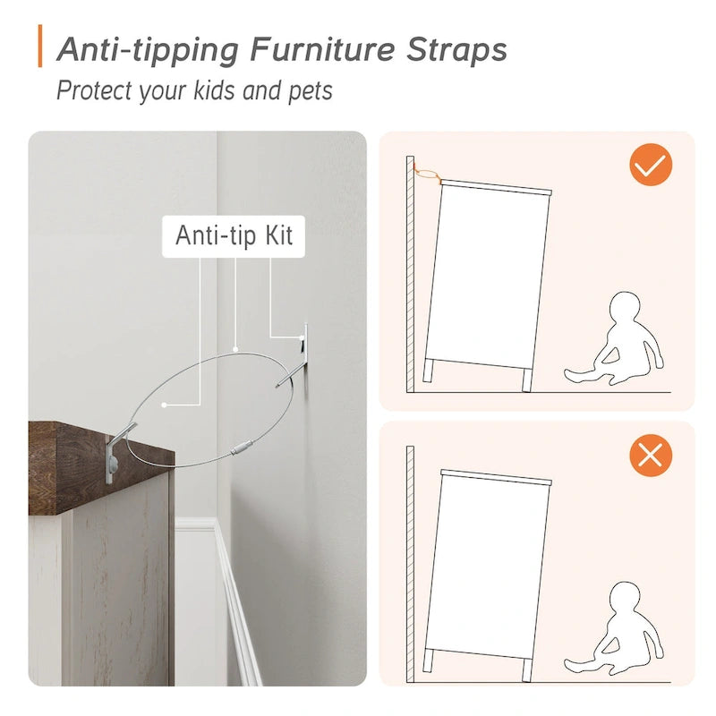 Meuble TV commode de style ferme avec 6 tiroirs pour téléviseurs jusqu'à 55 pouces, meuble de rangement en bois pour divertissement