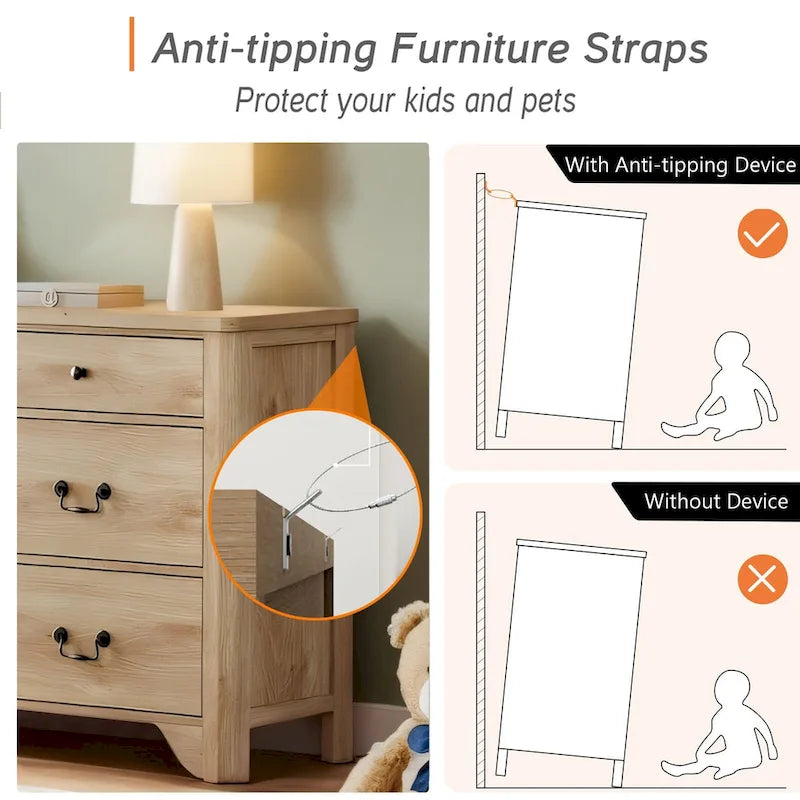 Meuble TV commode de style ferme avec 6 tiroirs pour téléviseurs jusqu'à 55 pouces, meuble de rangement en bois pour divertissement
