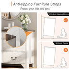 Meuble TV commode de style ferme avec 6 tiroirs pour téléviseurs jusqu'à 55 pouces, meuble de rangement en bois pour divertissement