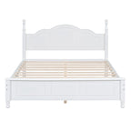 Lit plateforme queen size de style rétro, cadre de lit plateforme en bois avec support en lattes de bois massif et tête de lit incurvée