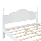 Lit plateforme queen size de style rétro, cadre de lit plateforme en bois avec support en lattes de bois massif et tête de lit incurvée