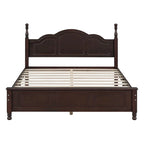 Lit plateforme queen size de style rétro, cadre de lit plateforme en bois avec support en lattes de bois massif et tête de lit incurvée