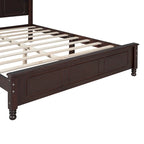 Lit plateforme queen size de style rétro, cadre de lit plateforme en bois avec support en lattes de bois massif et tête de lit incurvée