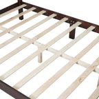 Lit plateforme queen size de style rétro, cadre de lit plateforme en bois avec support en lattes de bois massif et tête de lit incurvée
