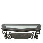 Console de canapé d'entrée en verre trempé brun foncé avec étagère
