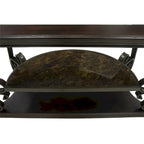Console de canapé d'entrée en verre trempé brun foncé avec étagère