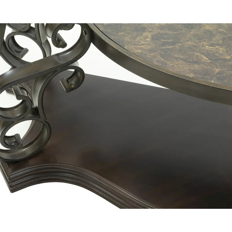 Console de canapé d'entrée en verre trempé brun foncé avec étagère