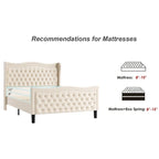 Lit plateforme en velours de style moderne avec tête de lit rembourrée pour chambre à coucher