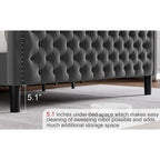 Lit plateforme en velours de style moderne avec tête de lit rembourrée pour chambre à coucher