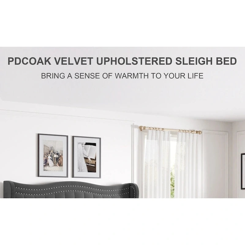 Lit plateforme en velours de style moderne avec tête de lit rembourrée pour chambre à coucher