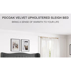 Lit plateforme en velours de style moderne avec tête de lit rembourrée pour chambre à coucher