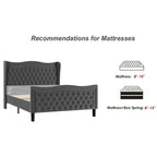 Lit plateforme en velours de style moderne avec tête de lit rembourrée pour chambre à coucher