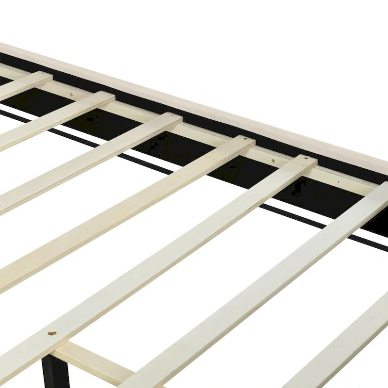 Lit plateforme rembourré Queen Size avec tête de lit capitonnée et cadre en fil métallique