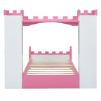 Lit plateforme en bois en forme de château, taille jumelle, avec étagère de rangement pour chambre d'enfant