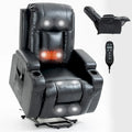 Fauteuil inclinable électrique noir pour personnes âgées avec massage vibrant, chauffage lombaire, port USB et porte-gobelets
