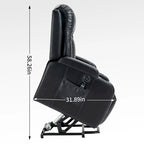 Fauteuil inclinable électrique noir pour personnes âgées avec massage vibrant, chauffage lombaire, port USB et porte-gobelets