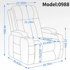 Fauteuil inclinable électrique noir pour personnes âgées avec massage vibrant, chauffage lombaire, port USB et porte-gobelets
